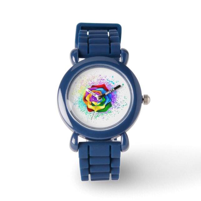 Montre Rose arc-en-ciel coloré (Recto)