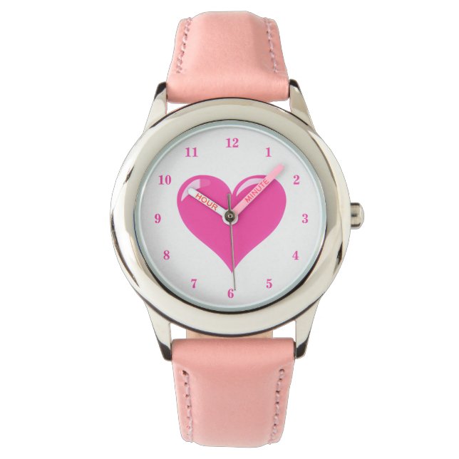 Montre rose avec Coeurs (devant)