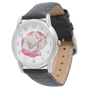 Montre Rose blanche et rose - art pastel