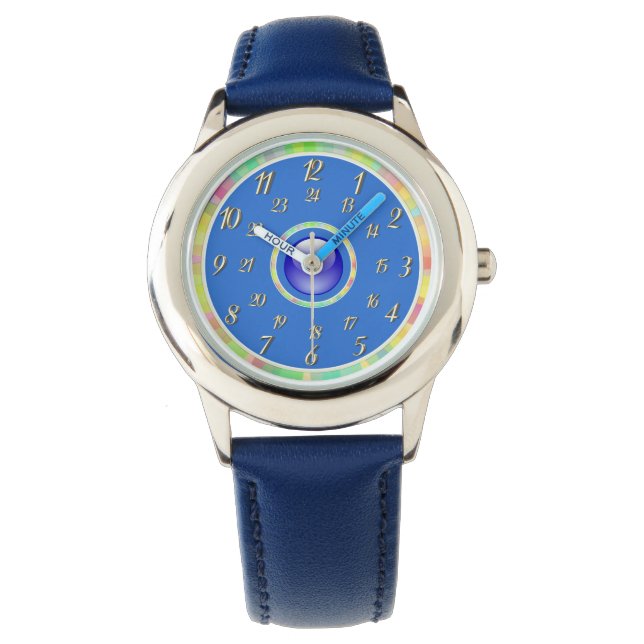 Montre rose bleu eau (devant)