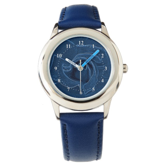 Montre rose bleu velouté (devant)