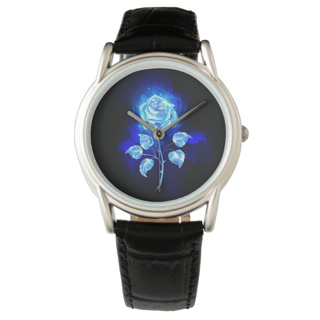Montre Rose bleue brûlante (devant)