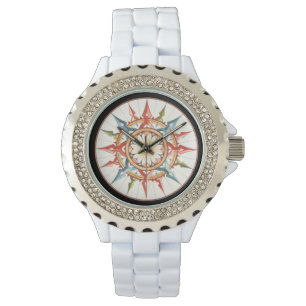 Montre rose compas/vent