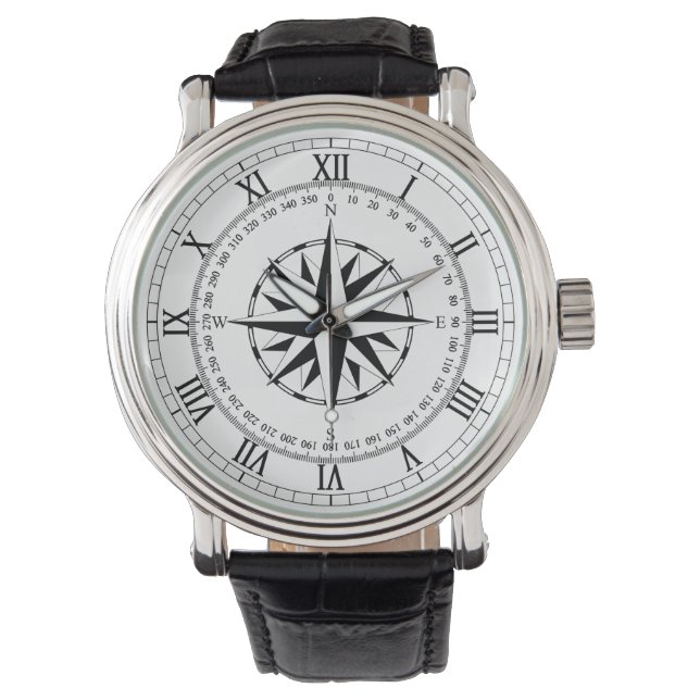 Montre Rose de boussole (B sur W) (devant)