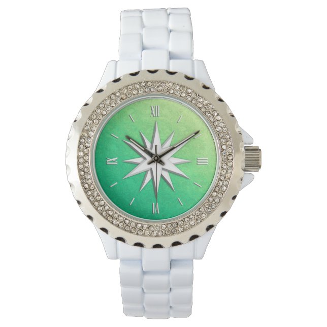 Montre Rose de boussole ivoire - arrière - plan de verre  (devant)