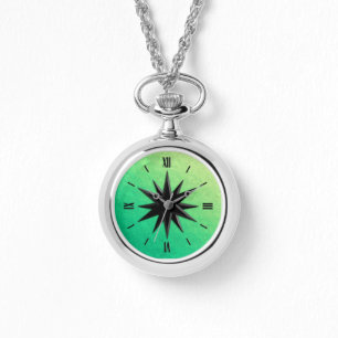 Montre Rose de boussole Onyx - arrière - plan de verre ve