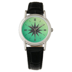 Montre Rose de boussole Onyx - arrière - plan de verre ve