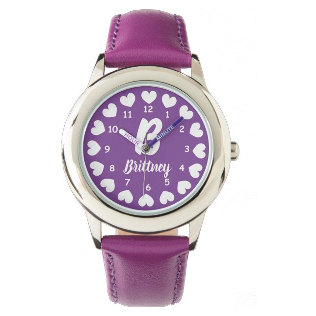 Montre rose enfant avec le nom de la fille et le c (devant)