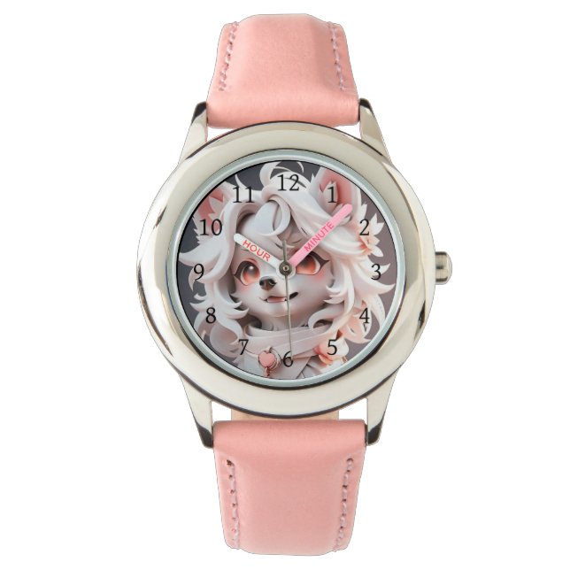 Montre Rosé Et Blanc Fluffé (devant)