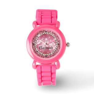 Montre Rose fascinant de parties scintillantes de Bling