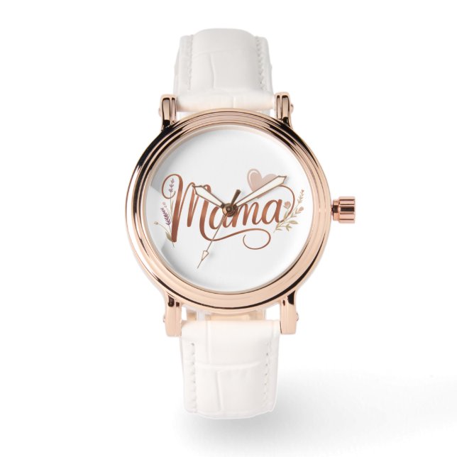 Montre Rose Gold "Mama" Watch - Elegant New Mom Cadeau (Recto)