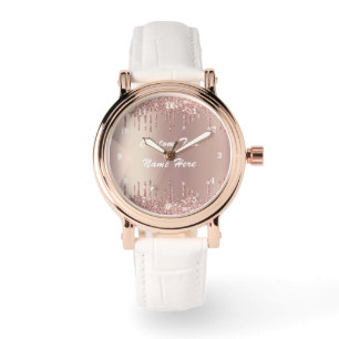 Montre Rose Gold Parties scintillant personnalisé Nom du 