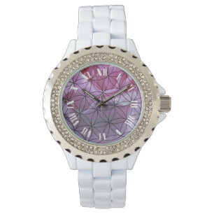 Montre Rose rose et la fleur de vie motif