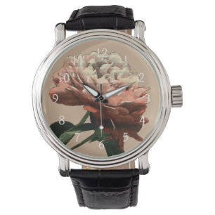 Montre Rose rouge rouge avec les accents blancs