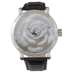 Montre Rose Sculptée - Blanc sur Blanc