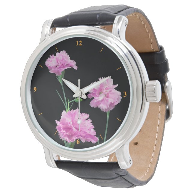 Montre Rose sur noir (Incliné)