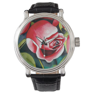 Montre Rosebud rose aquarelle peinture art fleur