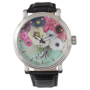 MONTRE ROSES DE FUCHSIA ROSE BLANCHE, MONOGRAMME DES FLEU