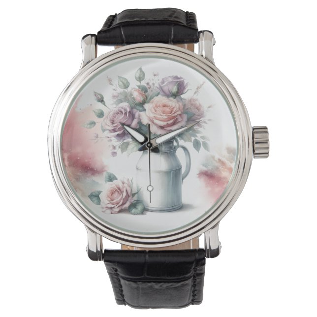 Montre Roses en Jus de lait Style Vintage (devant)