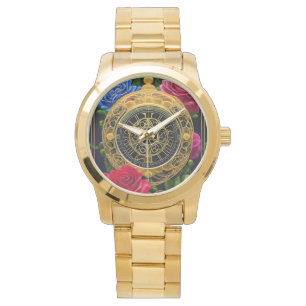 Montre Roses et filigrane d'or