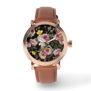 Montre ROSES ROSES ROSES ET BOUTTERFLIES JAUNES Florales 