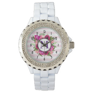 Montre Rosier rose et bouquet floral de crapaud