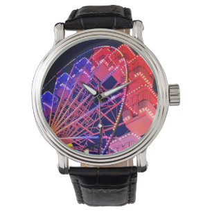 Montre Roue Ferris bleue et rouge