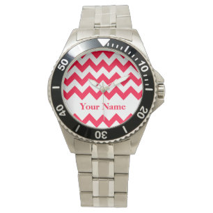 Montre Rouge Bold Chevron avec monogramme