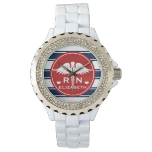 Montre Rouge et infirmière de RN de caducée de rayure d