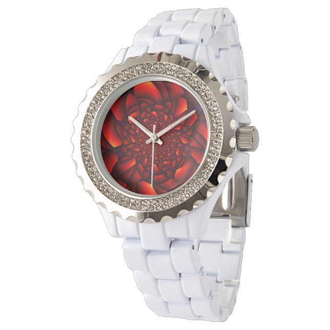 Montre Rouge noir Pétale (Incliné)