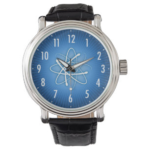 Montre rougeoyante bleue de geek de l'atome