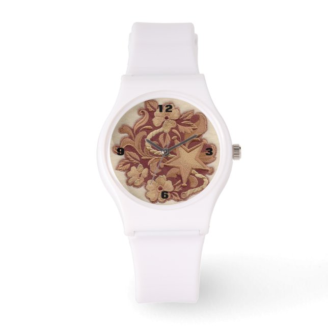 Montre roux rustique cowboy western country floral (Recto)