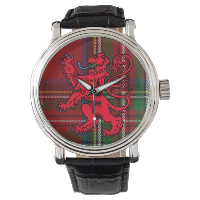 Montre Royal Stewart Tartan Avec Lion Rouge Rampant (devant)
