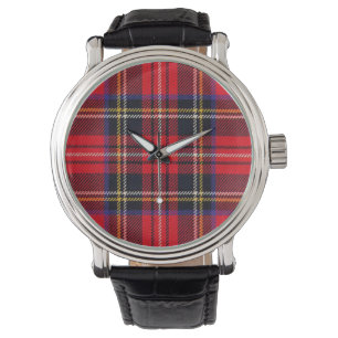 Montre Royal Stewart tartan rouge noir plaid
