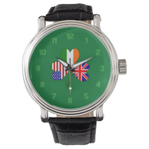 Montre Royaume-Uni États-Unis Irlande Drapeau Trèfle