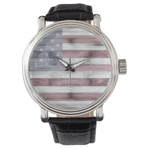 Montre Russe Rouge Blanc Bleu Bois américain drapeau Amér