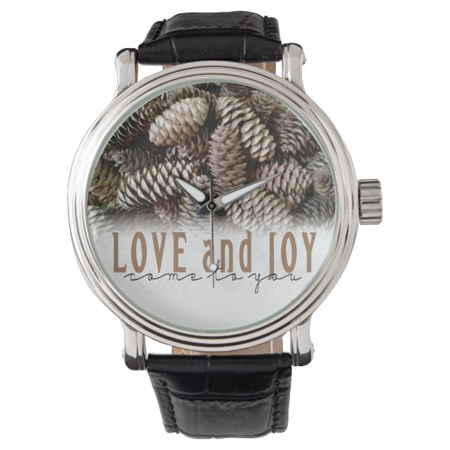 Montre Rustic Holiday Love and Joy Pine Cone (devant)