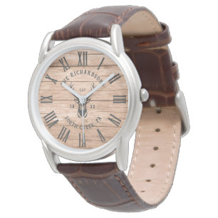 Montre Rustic Modern Farmhouse Personnalisé Nom de famill