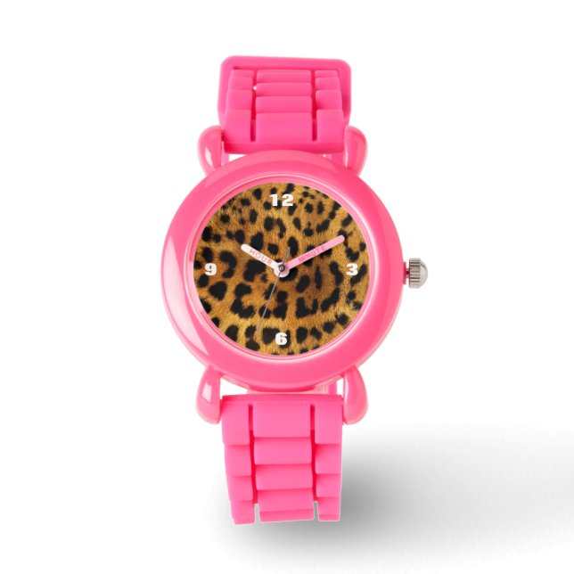 Montre Safari animal sauvage papier noir et brun guépard (Recto)