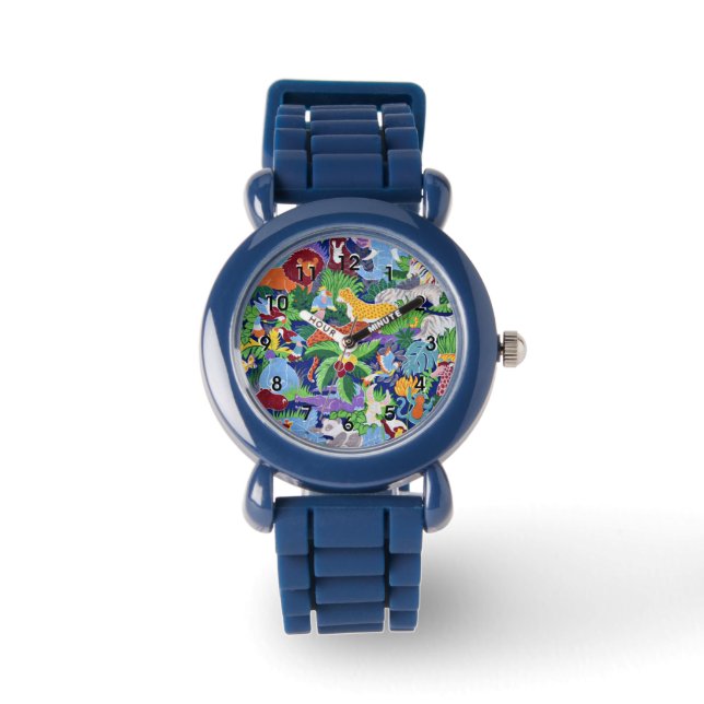 Montre Safari Animaux, motif coloré, (Recto)