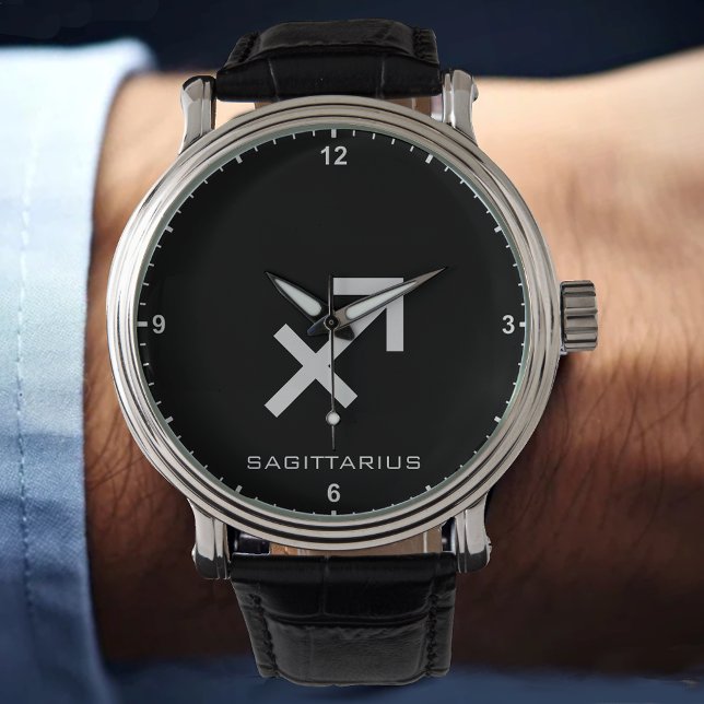 Montre Sagittarius Zodiac Sign Texte personnalisé Simple  (Créateur téléchargé)
