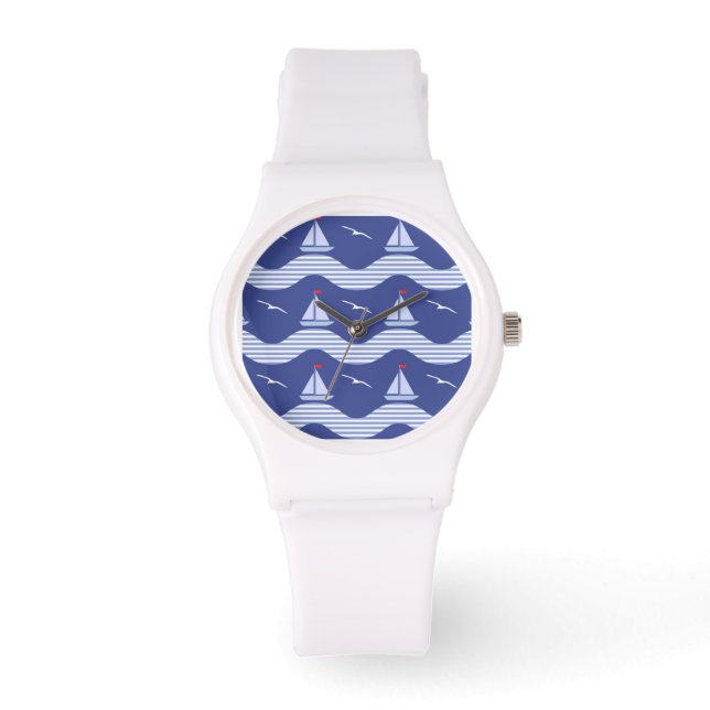 Montre Sailboats On Striped Sea Pattern (Recto)