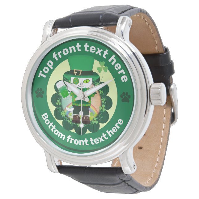 Montre Saint Patrick avec un chat à un oeil heureux (Incliné)