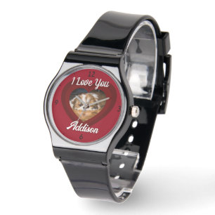 Montre Saint-Valentin amour de chien de coeur Nom photo p