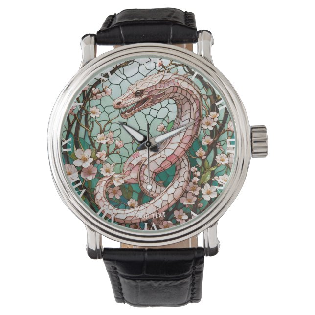 Montre Sakura, serpent rose mignon Imaginaire (devant)