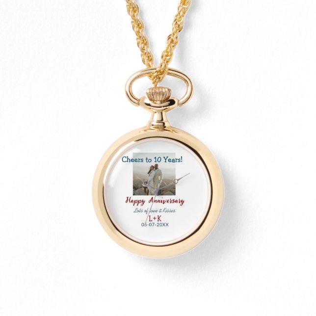 Montre Salutations à 10 ans heureux anniversaire ajouter  (Recto)