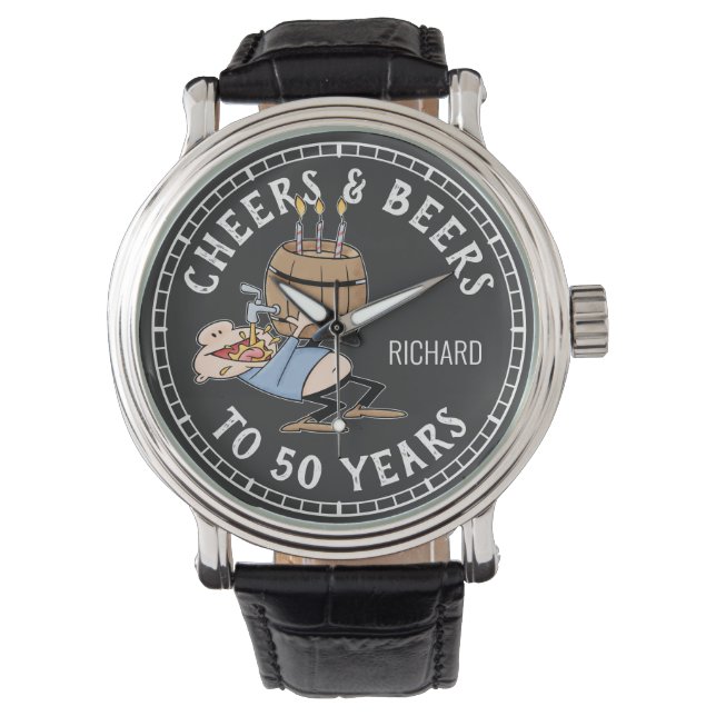 Montre Salutations Et Bières 50e Anniversaire Noir Et Bla (devant)