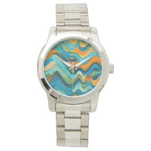 Montre "Sanlúcar" Vagues bleu vert orange