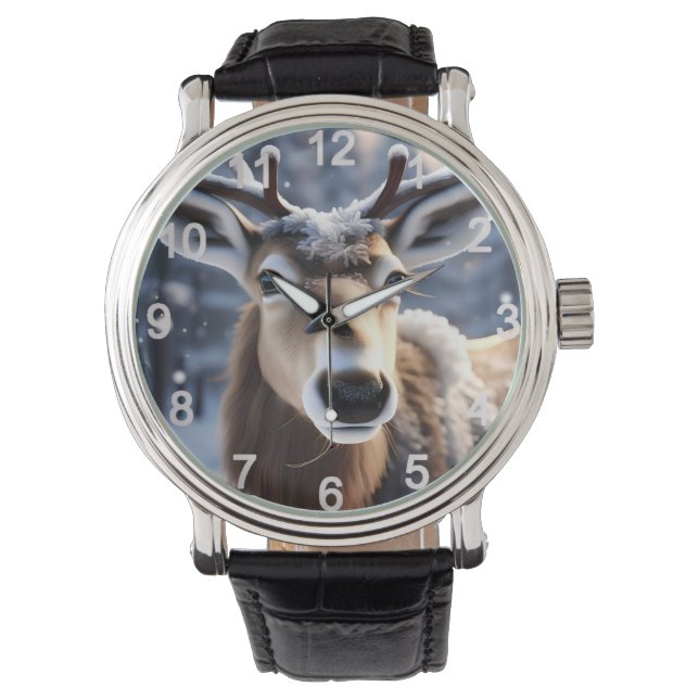 Montre Santas Assez Près De Rindeer, (devant)