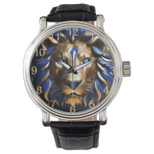 Montre Sapphire Lion Bleu Et Or,